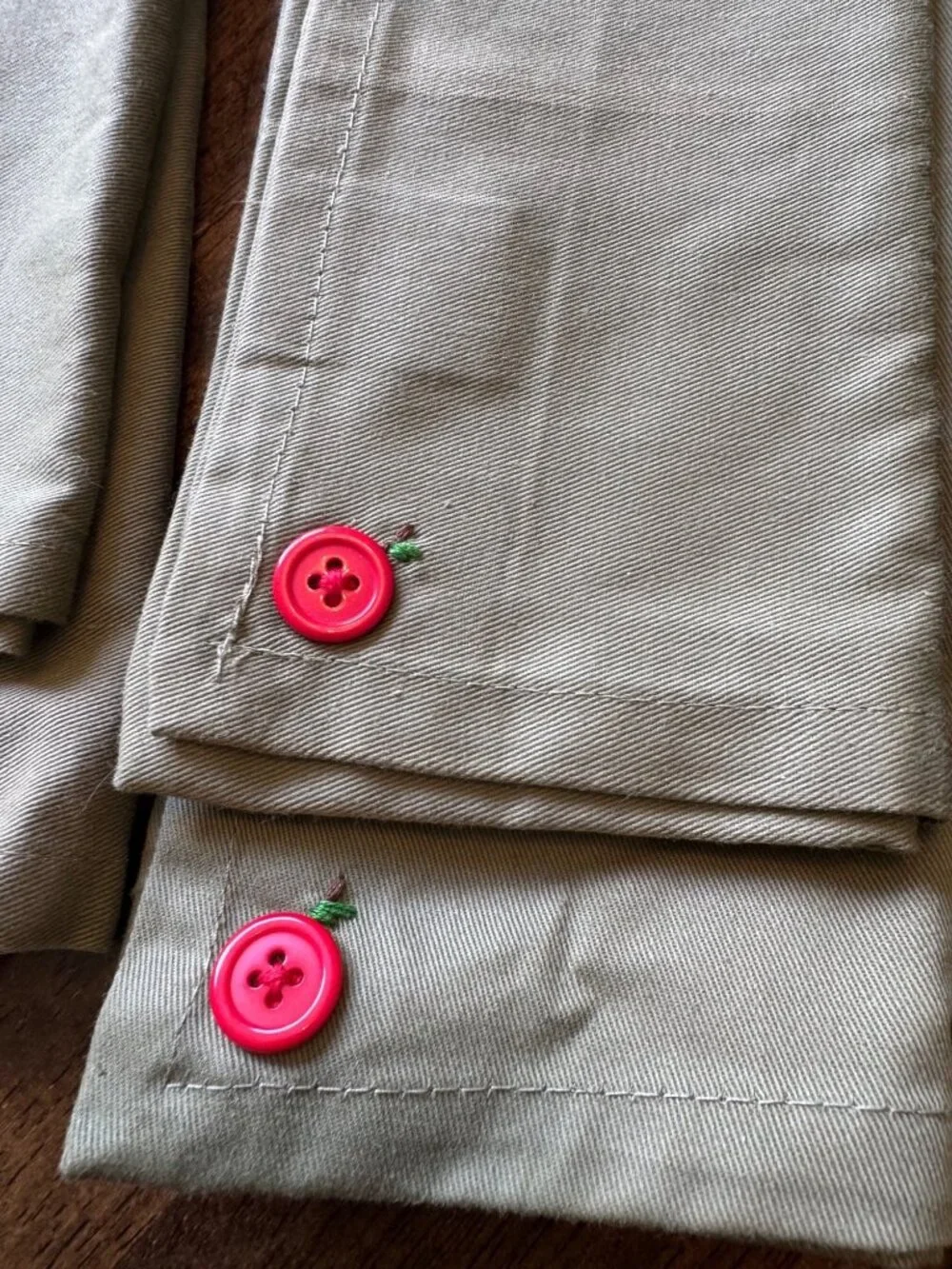 Custom Upcycled Napkin Set Fruit Button Embroidered Food Network Cloth Napkins